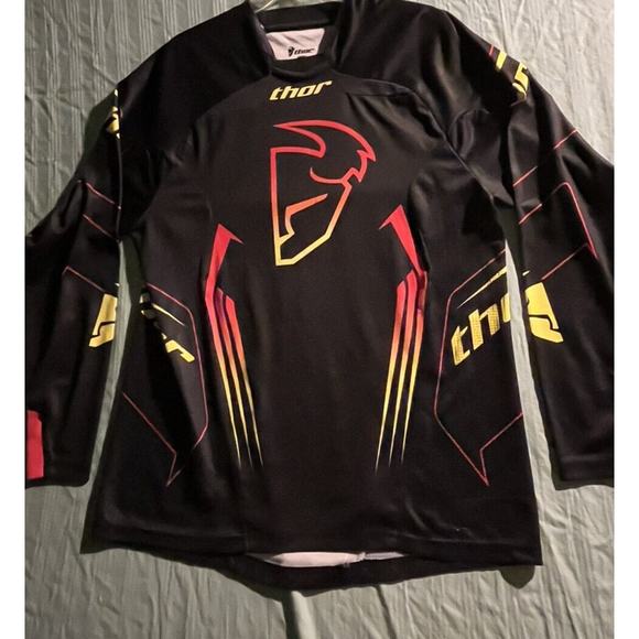 Thor Core Jersey Men Small Black Long Sleeve Lightweight Motocross Racing Flaws - Picture 1 of 12
